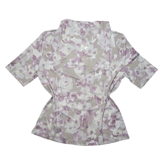 Calvin Klein Womens Floral Short Sleeve Top Polyester/Spandex Blend, Size S, NWT - Picture 3 of 8